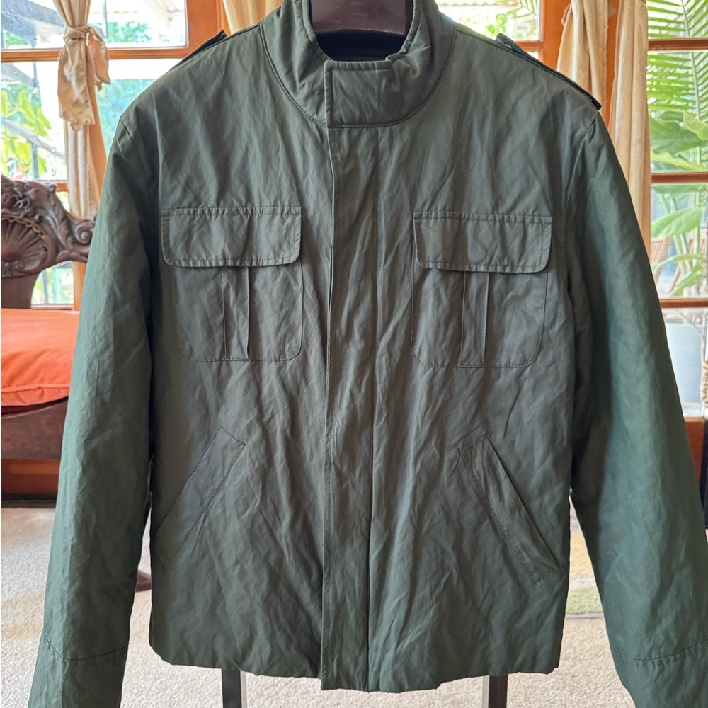 Kenneth Cole Reaction Military Bomber Men's Olive Green Jacket Large